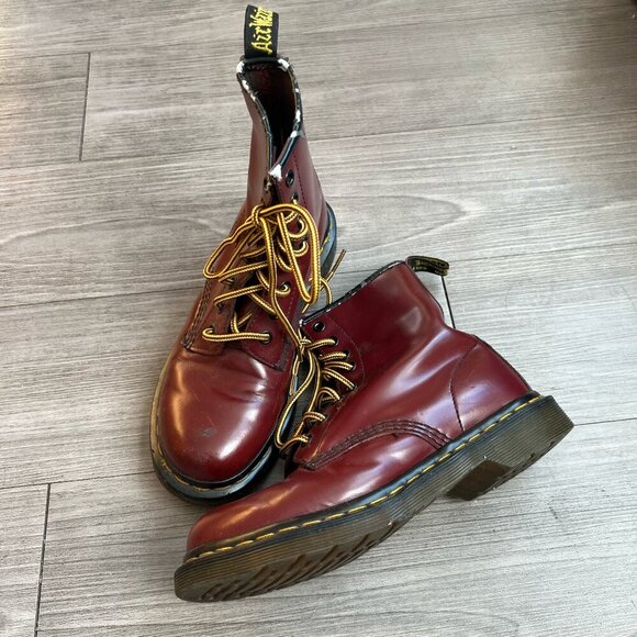 Dr. Martens Shoes - Dr. Martens 1460 Smooth Leather Lace Up Boots Cherry Size W6/M8